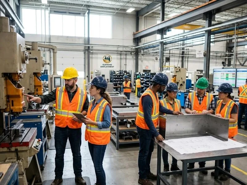 Manufacturing workers on a production floor in the GTA
